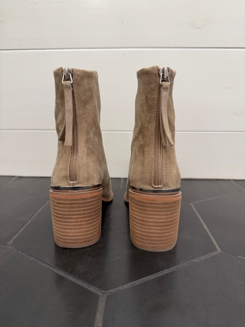Steve Madden Taupe Suede Pointed Ankle Boots - Picture 5 of 9